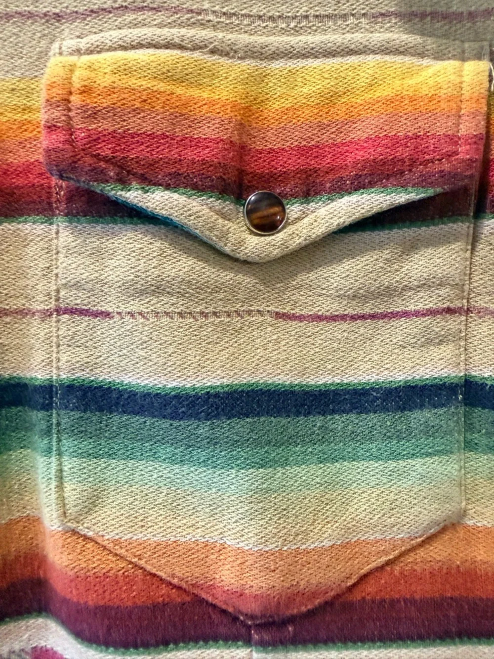 Vintage Southwestern Stripe Button-Front Shirt Jacket - Multicolor - Picture 8 of 8